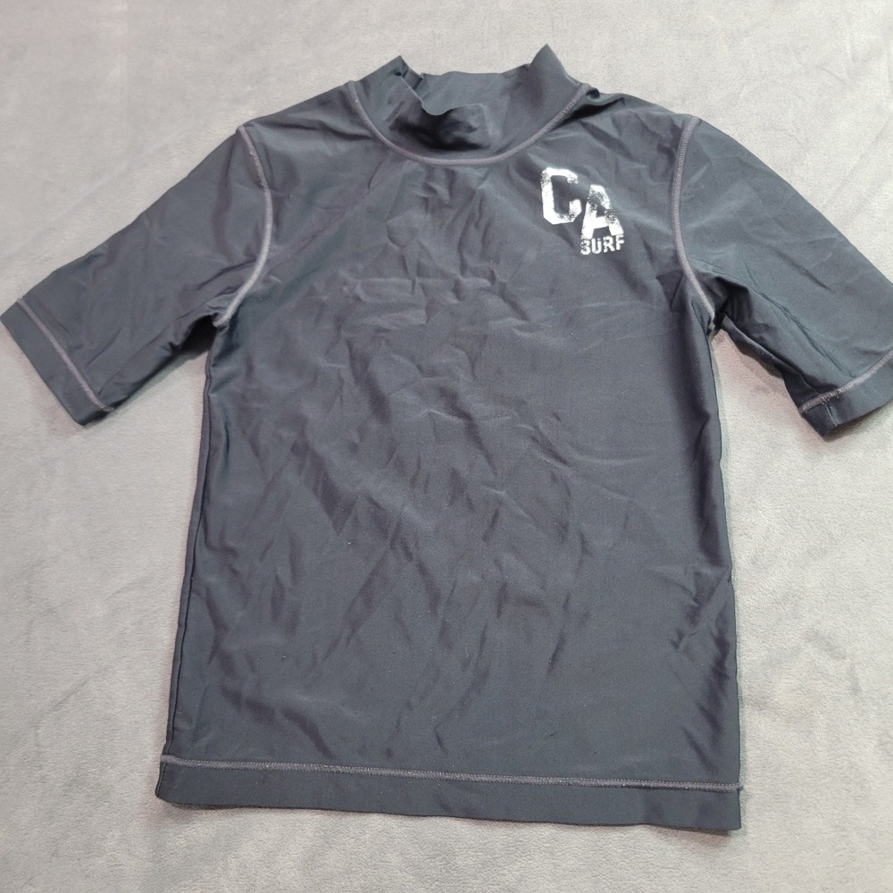 Cherokee‎ Boys Black CA Surf Graphic Rash Guard Swim Shirt Mock Neck Size S 6/7
